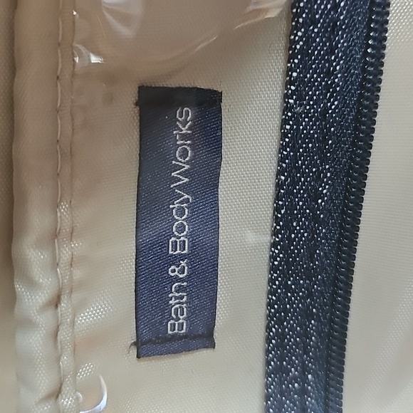 Bath&Body Works Tote Set Denim Tan Blue Organize Zippered Compartment Lined - Picture 8 of 14